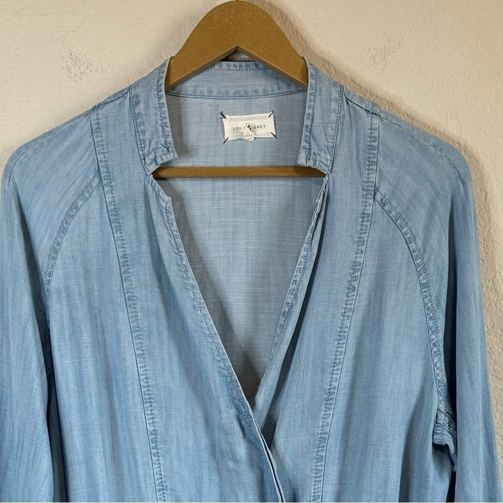 Lou & Grey Light Blue Wrap Dress - Picture 3 of 14